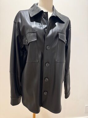 Sanctuary Black Vegan oversized Leather Shirt/Jacket